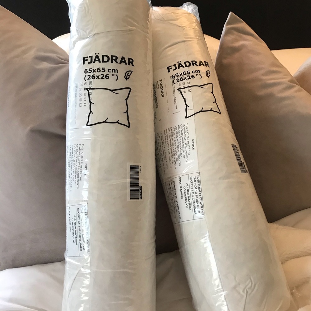 2 26x26 inch Euro Feather Pillows